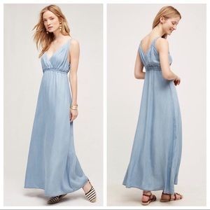 Anthropologie Holding Horses Chambray Maxi Dress